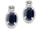 Tommaso Design™ Oval 7x5mm Genuine Black Sapphire Earrings
