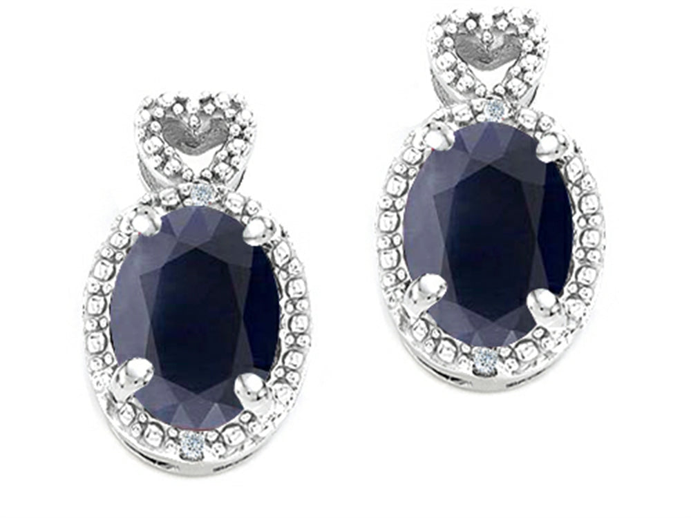 Tommaso Design™ Oval 7x5mm Genuine Black Sapphire Earrings