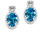 Tommaso Design™ Oval 7x5mm Genuine Blue Topaz Earrings