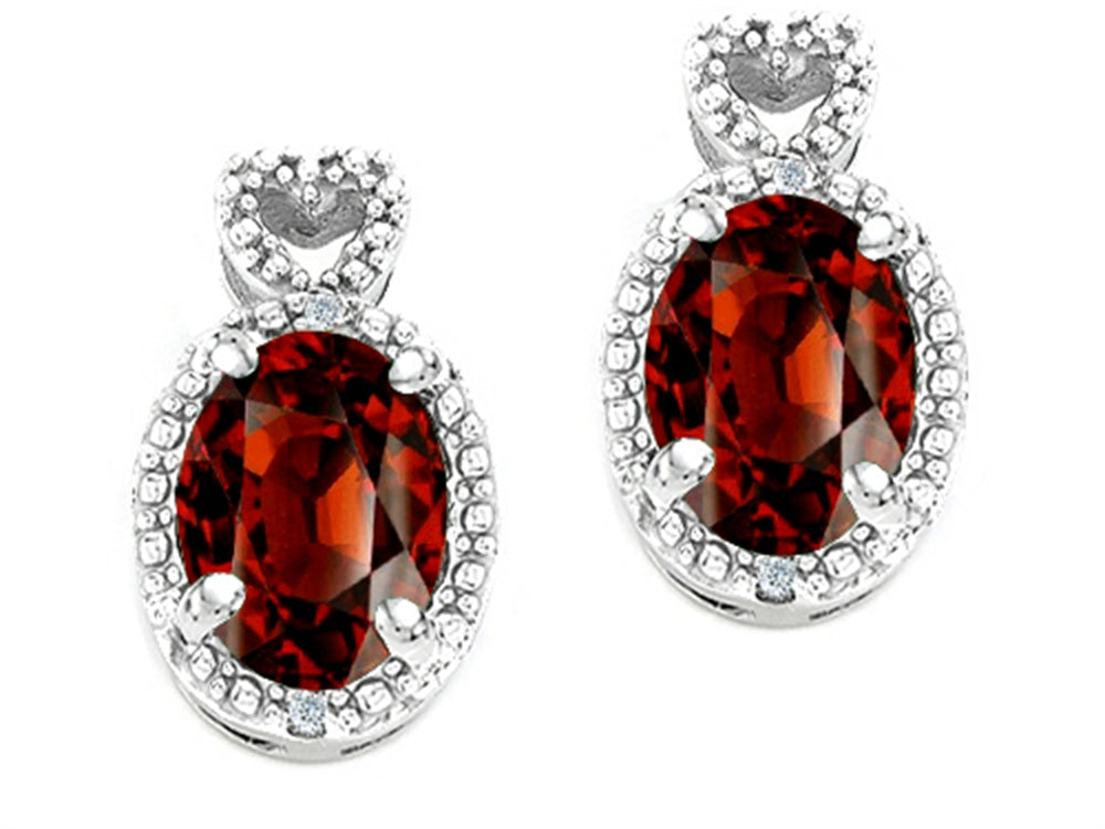 Tommaso Design™ Oval 7x5mm Genuine Garnet Earrings