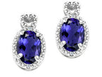 Tommaso Design™ Oval 7x5mm Genuine Iolite Earrings
