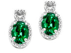 Tommaso Design™ Oval 7x5mm Simulated Emerald Earrings