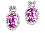 Tommaso Design™ Oval 7x5mm Created Pink Sapphire Earrings
