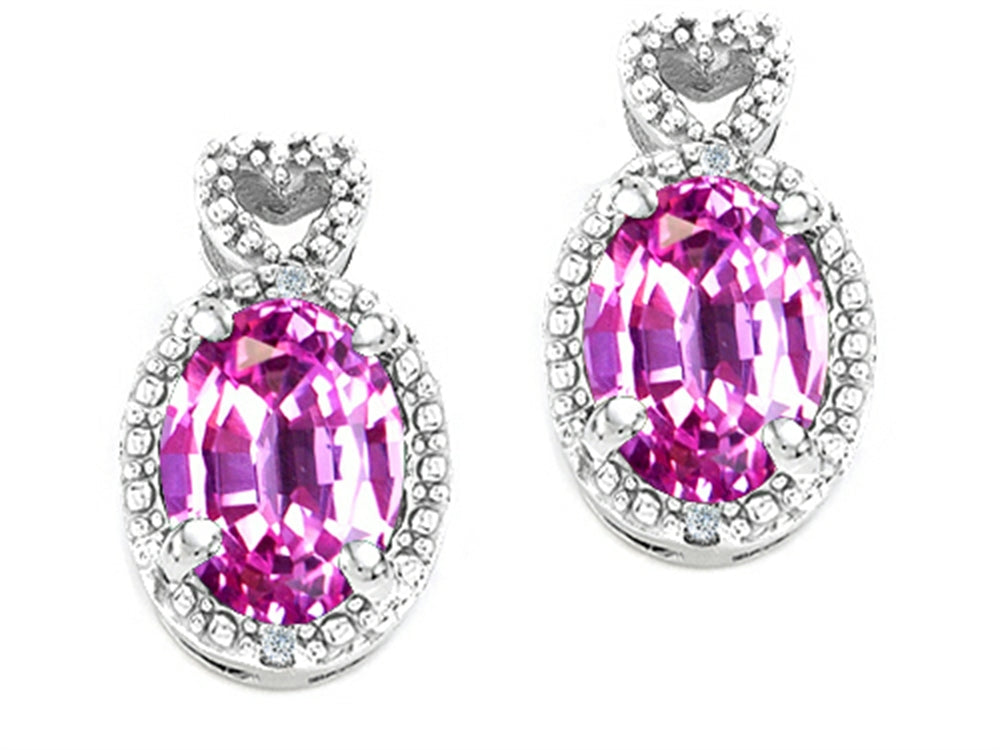 Tommaso Design™ Oval 7x5mm Created Pink Sapphire Earrings