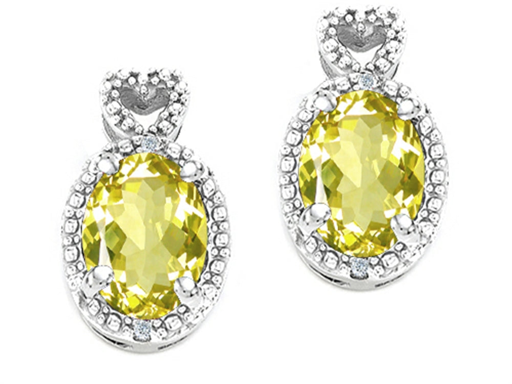Tommaso Design™ Oval 7x5mm Genuine Lemon Quartz Earrings