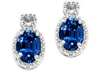 Tommaso Design™ Oval 7x5mm Created Blue Sapphire Earrings