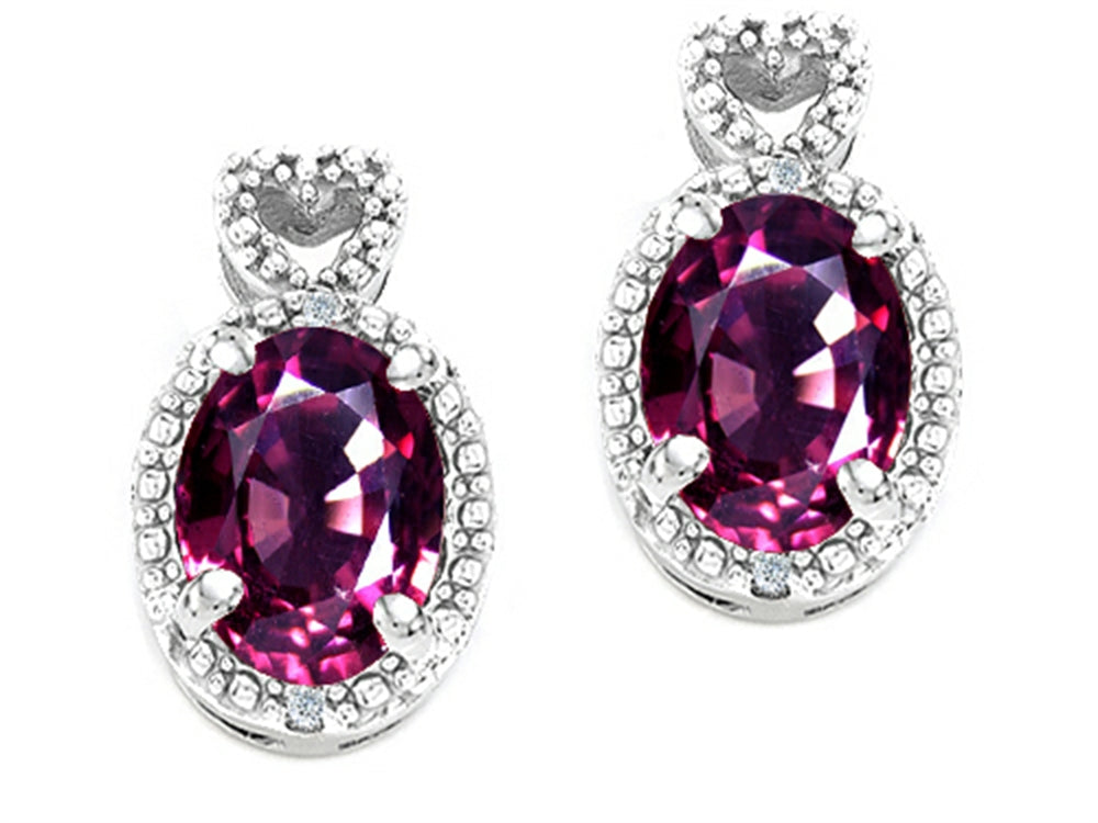 Tommaso Design™ Oval 7x5mm Genuine Rhodolite Earrings