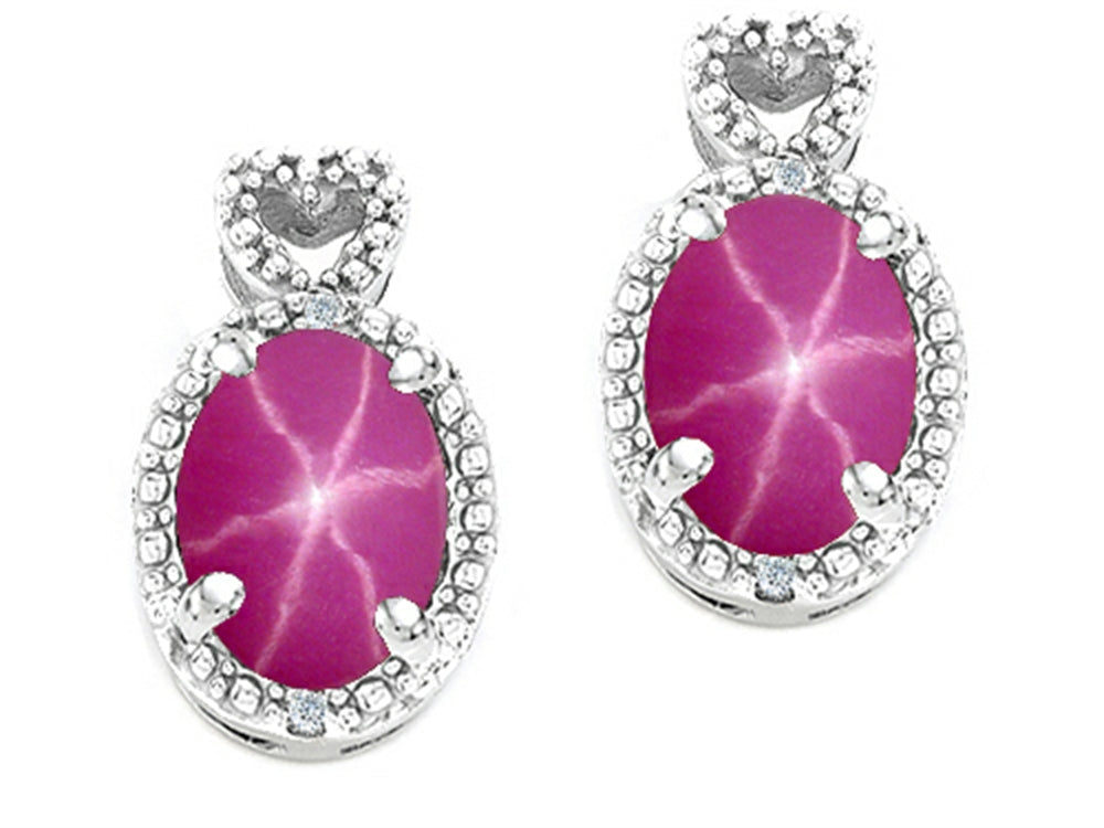 Tommaso Design™ Oval 7x5mm Created Star Ruby Earrings
