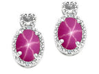 Tommaso Design™ Oval 7x5mm Created Star Ruby Earrings