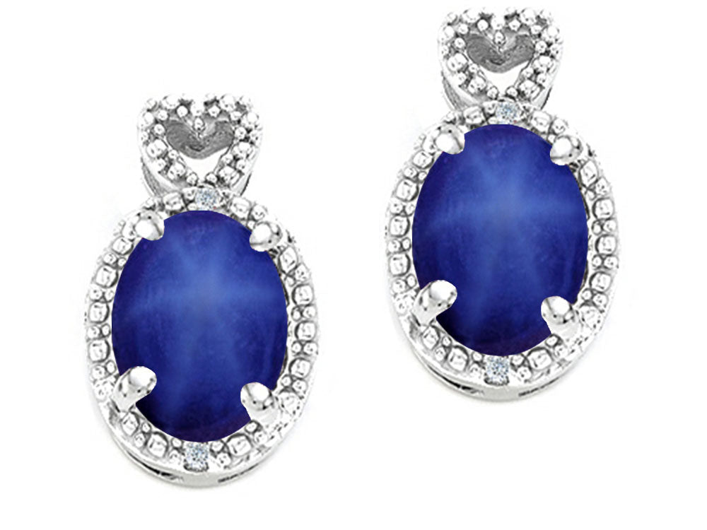 Tommaso Design™ Oval 7x5mm Created Star Sapphire Earrings