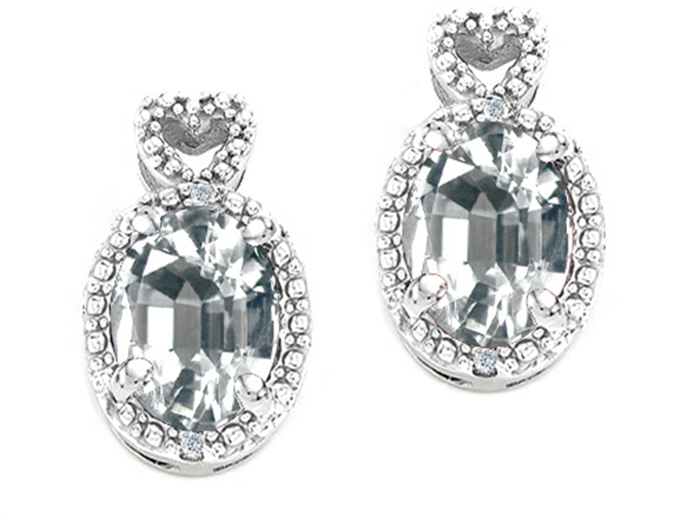 Tommaso Design™ Oval 7x5mm Genuine White Topaz Earrings
