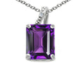 Tommaso Design™ Emerald Cut 10x8mm Genuine Amethyst Pendant Necklace