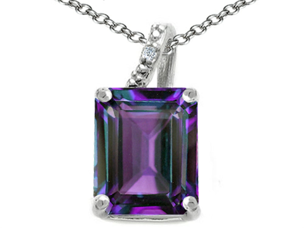 Tommaso Design™ Emerald Cut 10x8mm Simulated Alexandrite Pendant Necklace