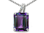 Tommaso Design™ Emerald Cut 10x8mm Simulated Alexandrite Pendant Necklace