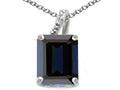 Tommaso Design™ Emerald Cut 10x8mm Genuine Black Sapphire Pendant Necklace