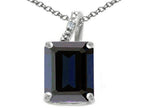 Tommaso Design™ Emerald Cut 10x8mm Genuine Black Sapphire Pendant Necklace