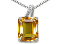 Tommaso Design™ Emerald Cut 10x8mm Genuine Citrine Pendant Necklace
