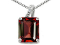 Tommaso Design™ Emerald Cut 10x8mm Genuine Garnet Pendant Necklace