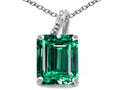 Tommaso Design™ Emerald Cut 10x8mm Simulated Emerald Pendant Necklace