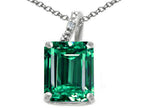 Tommaso Design™ Emerald Cut 10x8mm Simulated Emerald Pendant Necklace