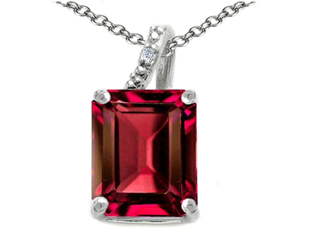 Tommaso Design™ Emerald Cut 10x8mm Created Ruby Pendant Necklace