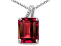 Tommaso Design™ Emerald Cut 10x8mm Created Ruby Pendant Necklace