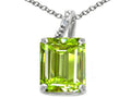 Tommaso Design™ Emerald Cut 10x8mm Genuine Peridot Pendant Necklace