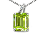 Tommaso Design™ Emerald Cut 10x8mm Genuine Peridot Pendant Necklace