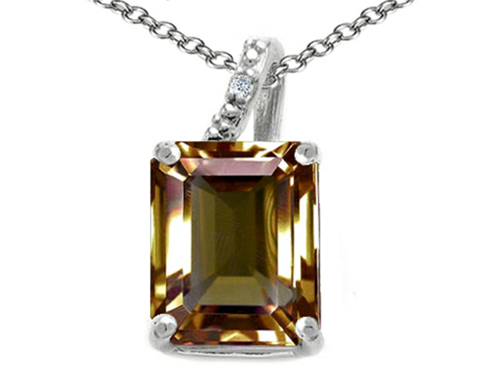 Tommaso Design™ Emerald Cut 10x8mm Genuine Smoky Quartz Pendant Necklace