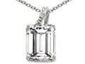 Tommaso Design™ Emerald Cut 10x8mm Genuine White Topaz Pendant Necklace