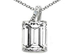Tommaso Design™ Emerald Cut 10x8mm Genuine White Topaz Pendant Necklace