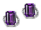 Tommaso Design™ Emerald Cut 8x6mm Genuine Amethyst Earrings