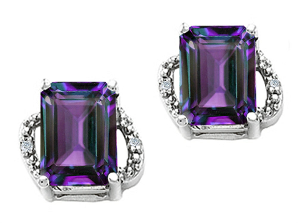 Tommaso Design™ Emerald Cut 8x6mm Simulated Alexandrite Earrings