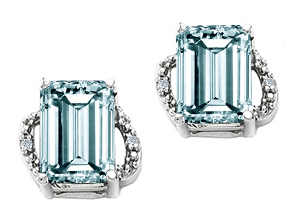 Tommaso Design™ Emerald Cut 8x6mm Genuine Aquamarine Earrings