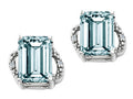 Tommaso Design™ Emerald Cut 8x6mm Genuine Aquamarine Earrings