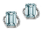 Tommaso Design™ Emerald Cut 8x6mm Genuine Aquamarine Earrings
