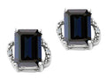 Tommaso Design™ Emerald Cut 8x6mm Genuine Black Sapphire Earrings