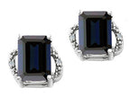 Tommaso Design™ Emerald Cut 8x6mm Genuine Black Sapphire Earrings