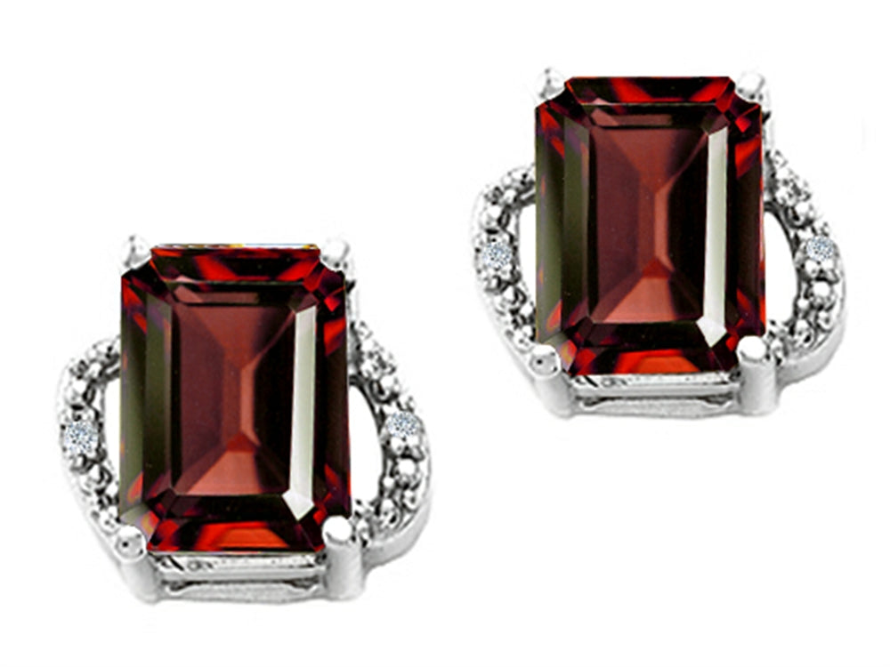 Tommaso Design™ Emerald Cut 8x6mm Genuine Garnet Earrings