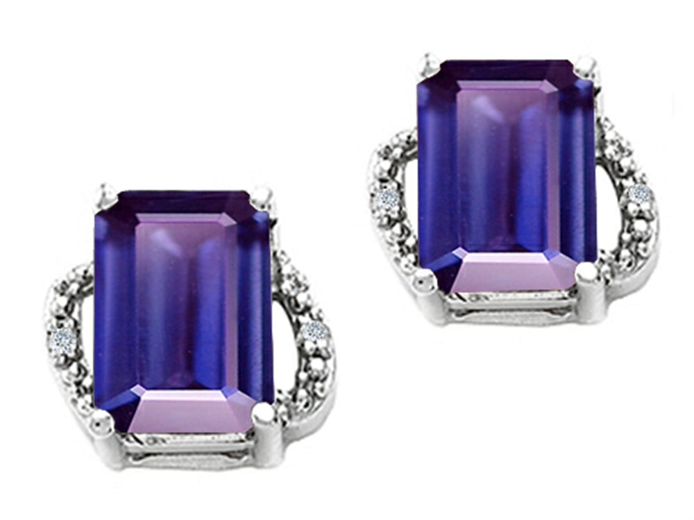 Tommaso Design™ Emerald Cut 8x6mm Genuine Iolite Earrings