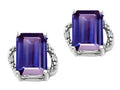 Tommaso Design™ Emerald Cut 8x6mm Genuine Iolite Earrings