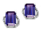 Tommaso Design™ Emerald Cut 8x6mm Genuine Iolite Earrings