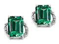 Tommaso Design™ Emerald Cut 8x6mm Simulated Emerald Earrings