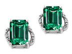 Tommaso Design™ Emerald Cut 8x6mm Simulated Emerald Earrings
