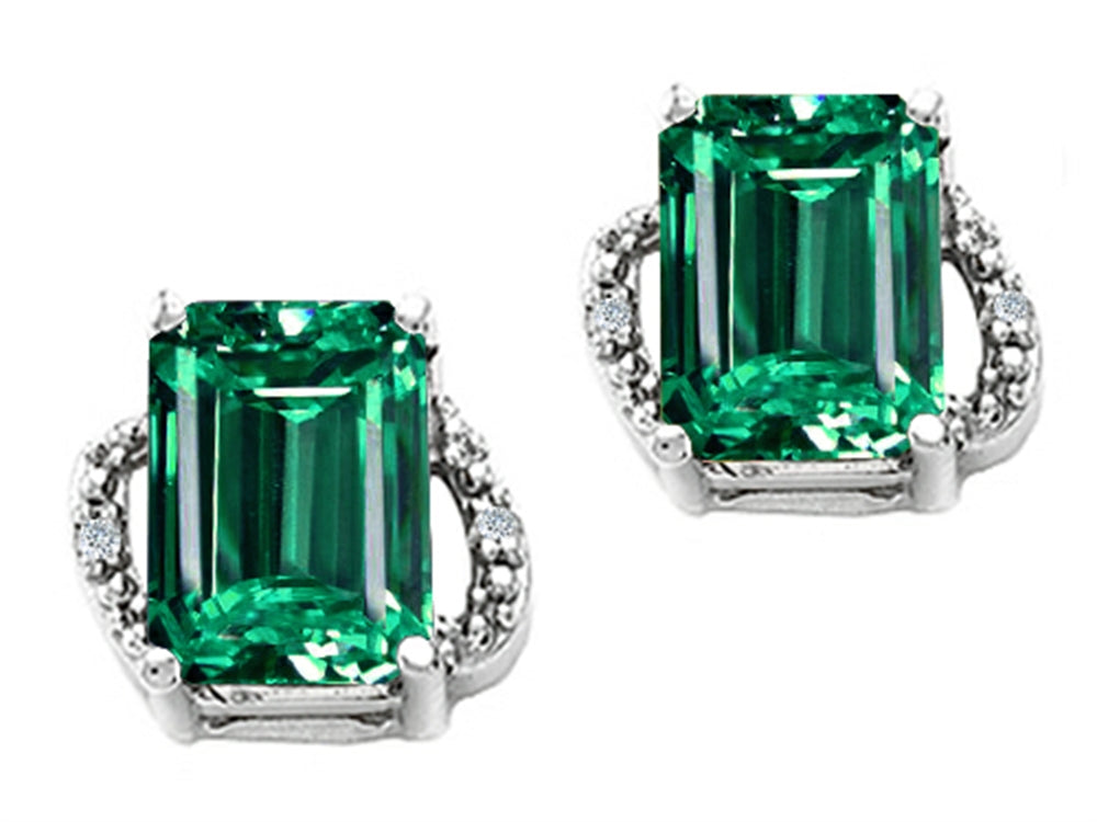 Tommaso Design™ Emerald Cut 8x6mm Simulated Emerald Earrings
