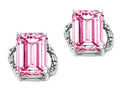 Tommaso Design™ Emerald Cut 8x6mm Simulated Pink Tourmaline Earrings