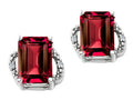 Tommaso Design™ Emerald Cut 8x6mm Created Ruby Earrings