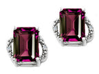Tommaso Design™ Emerald Cut 8x6mm Genuine Rhodolite Earrings