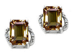 Tommaso Design™ Emerald Cut 8x6mm Genuine Smoky Quartz Earrings