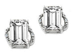 Tommaso Design™ Emerald Cut 8x6mm Genuine White Topaz Earrings